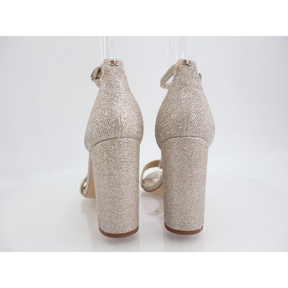 Sam Edelman Womens Yaro Sandals Ankle Strap Block Heel Gold Shimmer Size 10 Prom - Picture 4 of 12